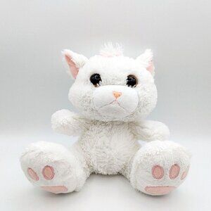 Aurora World Taddle Toes Stuffed White Large Paw Plush Cat Kitten 9"